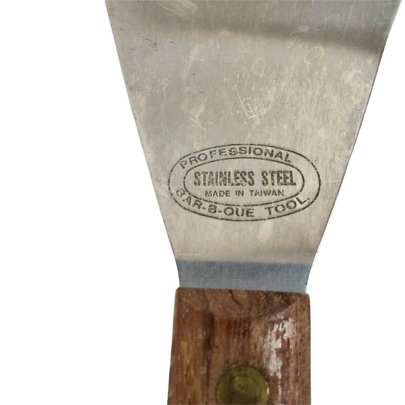 Bar B Que Stainless Steel Professional Tools Wooden Handle Spatula BBQ Barbecue - Picture 3 of 6